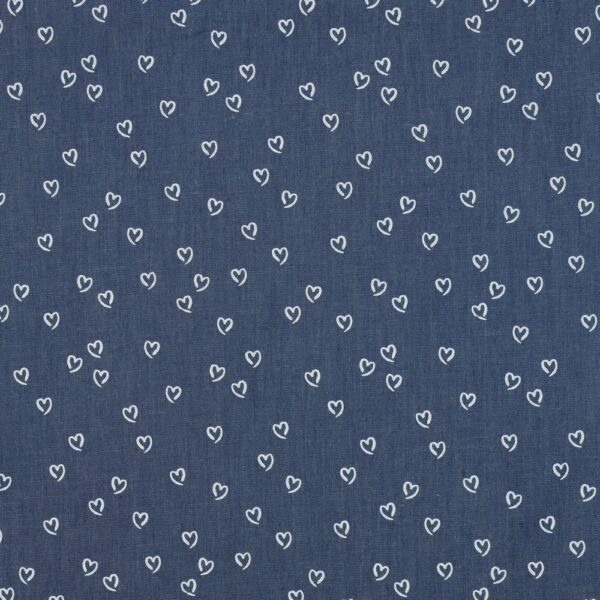 Chambray med hvide hjerter