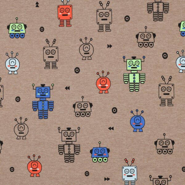 Jersey Print - Robotter - Taupe