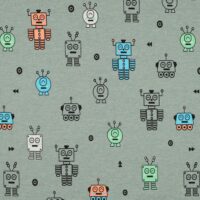 Jersey Print - Robotter - Støvet grøn