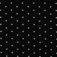 Poplin - Hvide hjerter på sort baggrund