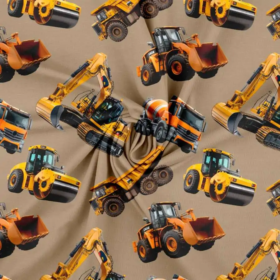 Jersey print med seje grave maskiner - Sand - Billede 2