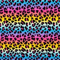 French Terry - Regnbue leopard
