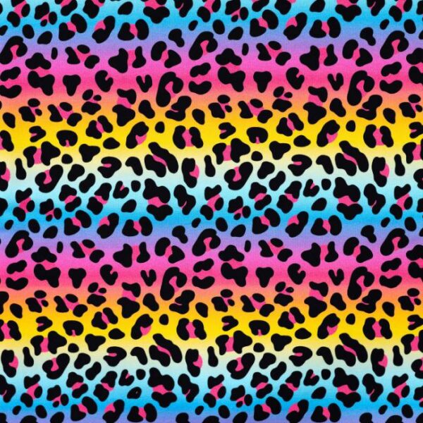 French Terry - Regnbue leopard