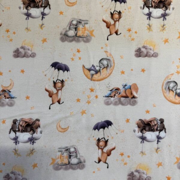 Jersey print med søde dyr - Hvid