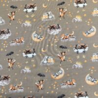 Jersey print med søde dyr - Taupe