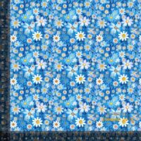Jersey print med små forårs blomster - blå 5
