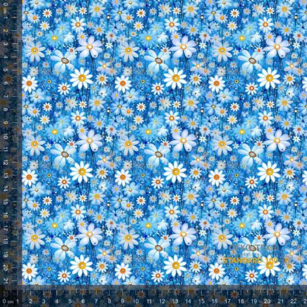 Jersey print med små forårs blomster - blå 8
