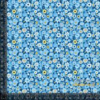 Jersey print med små forårs blomster - blå 7