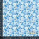 Jersey print med små forårs blomster - blå 6