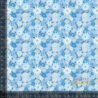 Jersey print med små forårs blomster - blå 6