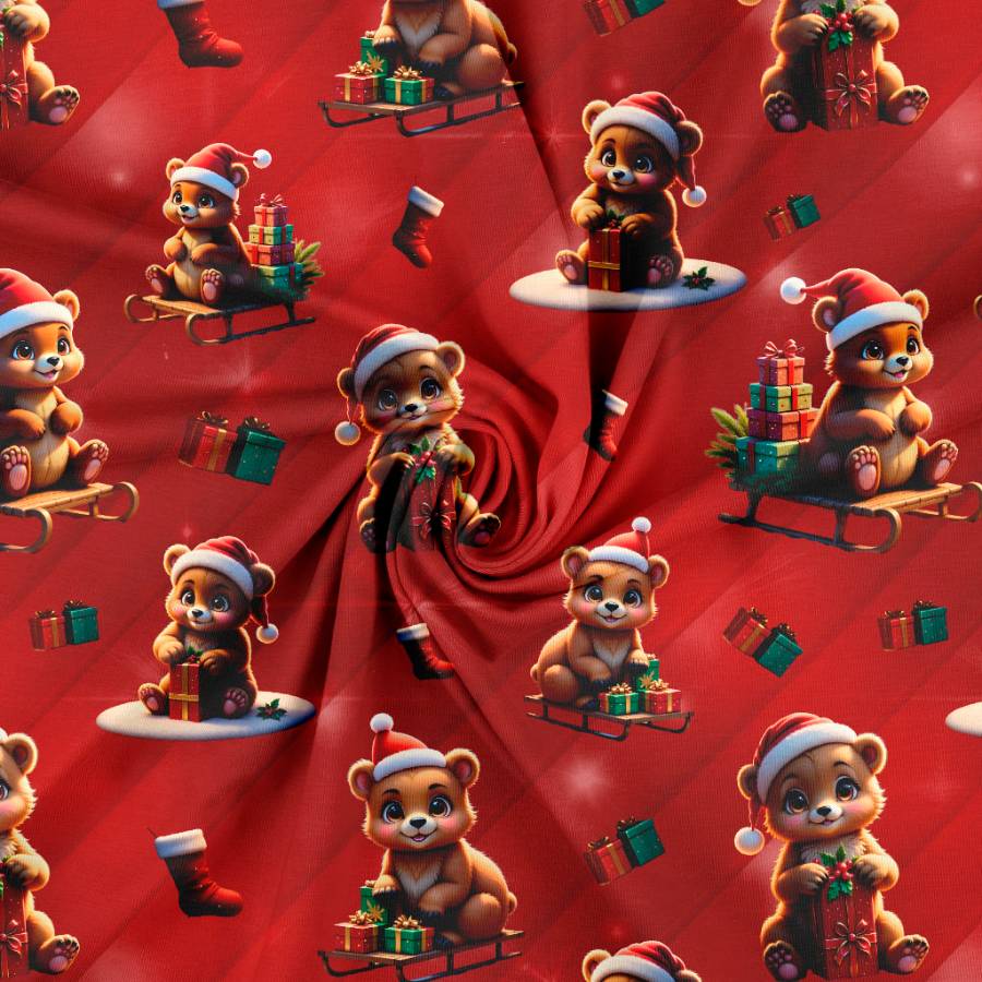 Jersey print med søde julebjørne - grøn - Billede 2