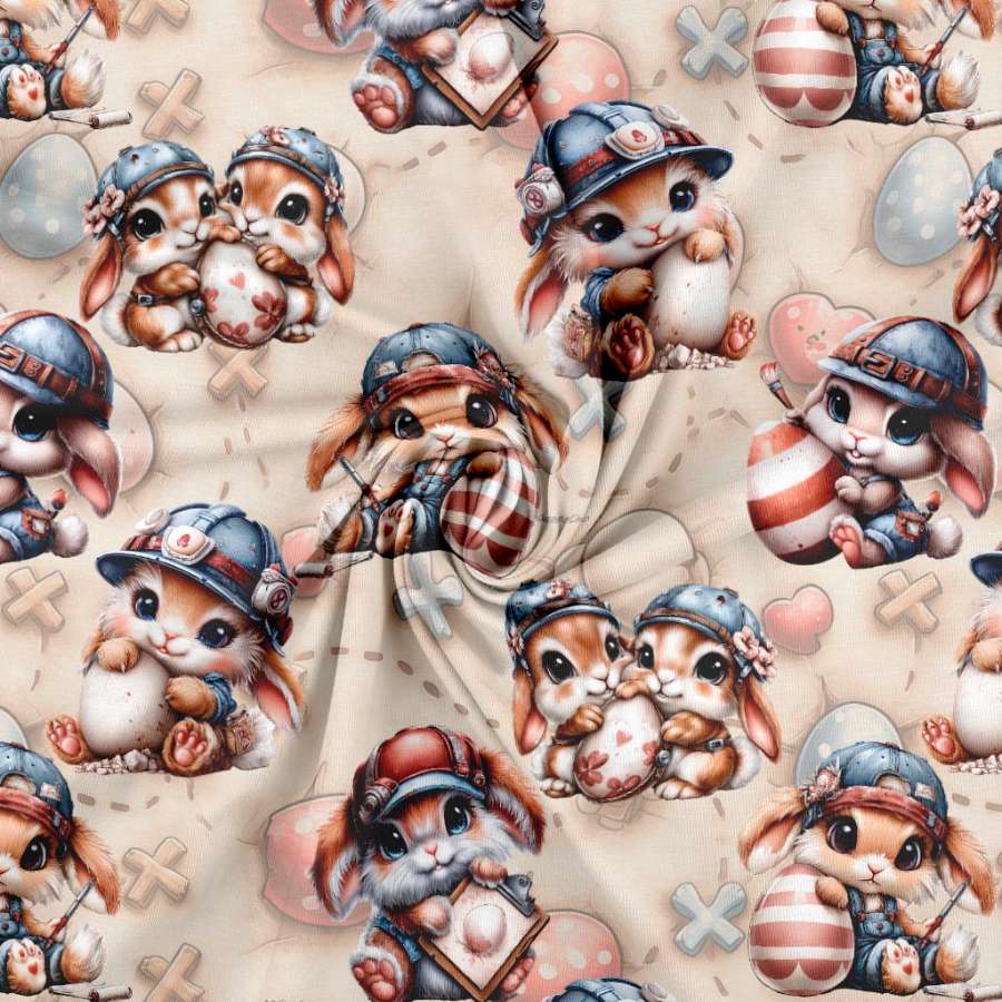 Jersey seje print med påskeharer - Billede 2