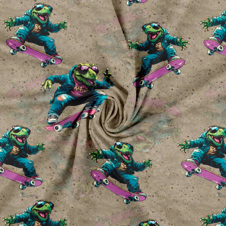 Jersey print med seje skater dinoer - Billede 3