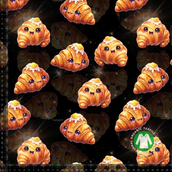 Jersey print med søde glimtende croissanter - sort