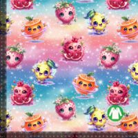 Jersey print med søde sommer frugter - pastel