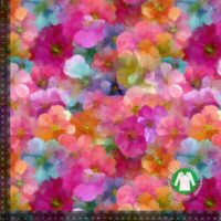 Jersey print med fadede og farverige blomster