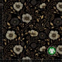 Jersey print med elegante guld blomster