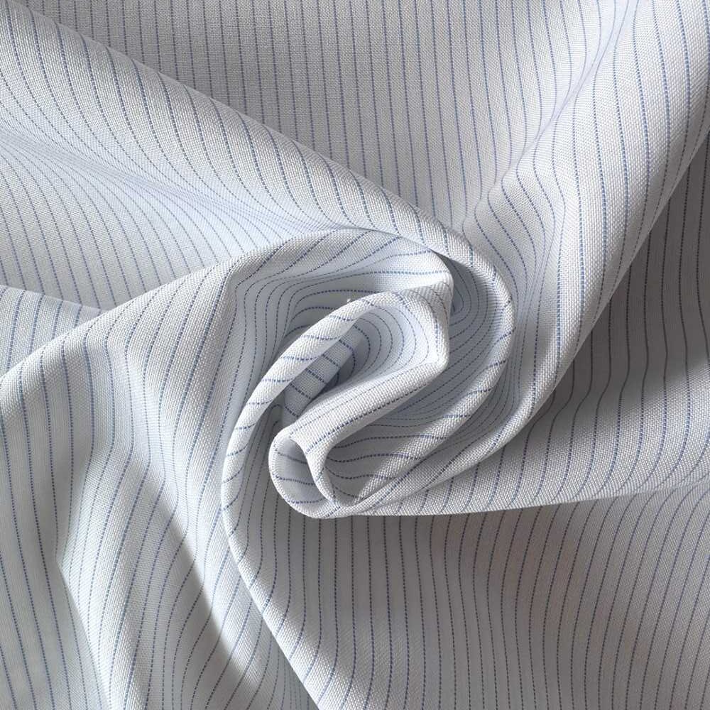 Poplin med smalle blå striber - Billede 3
