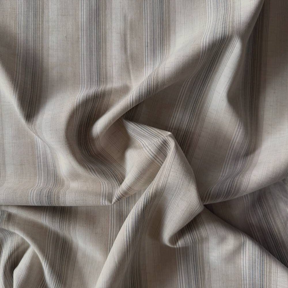 Poplin med brune og blå striber