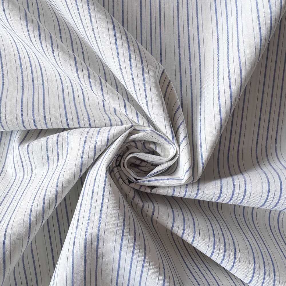 Poplin med blå striber - Billede 3