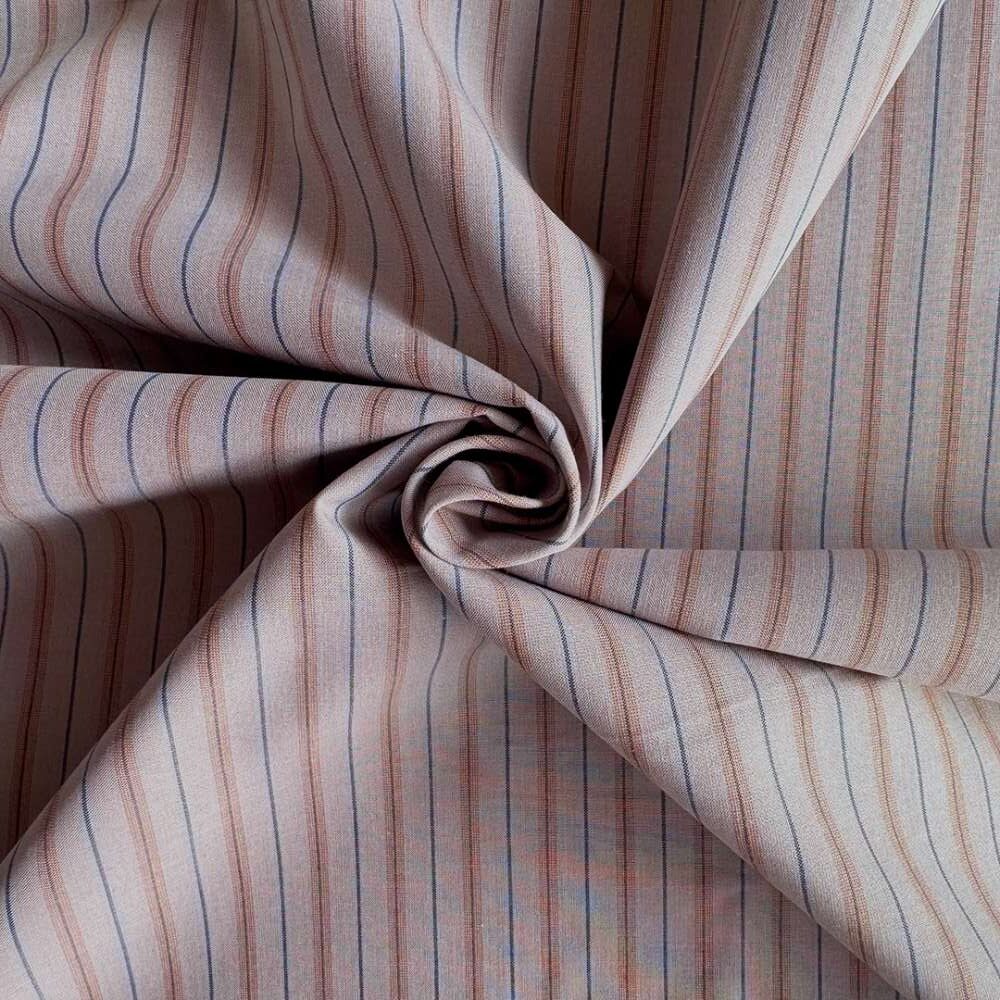 Lysbrun poplin med striber - Billede 3
