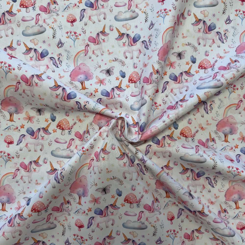 Poplin patchwork stof med søde enhjørninger - Billede 2