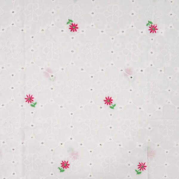 Broderi bomuld - Blomster hvid
