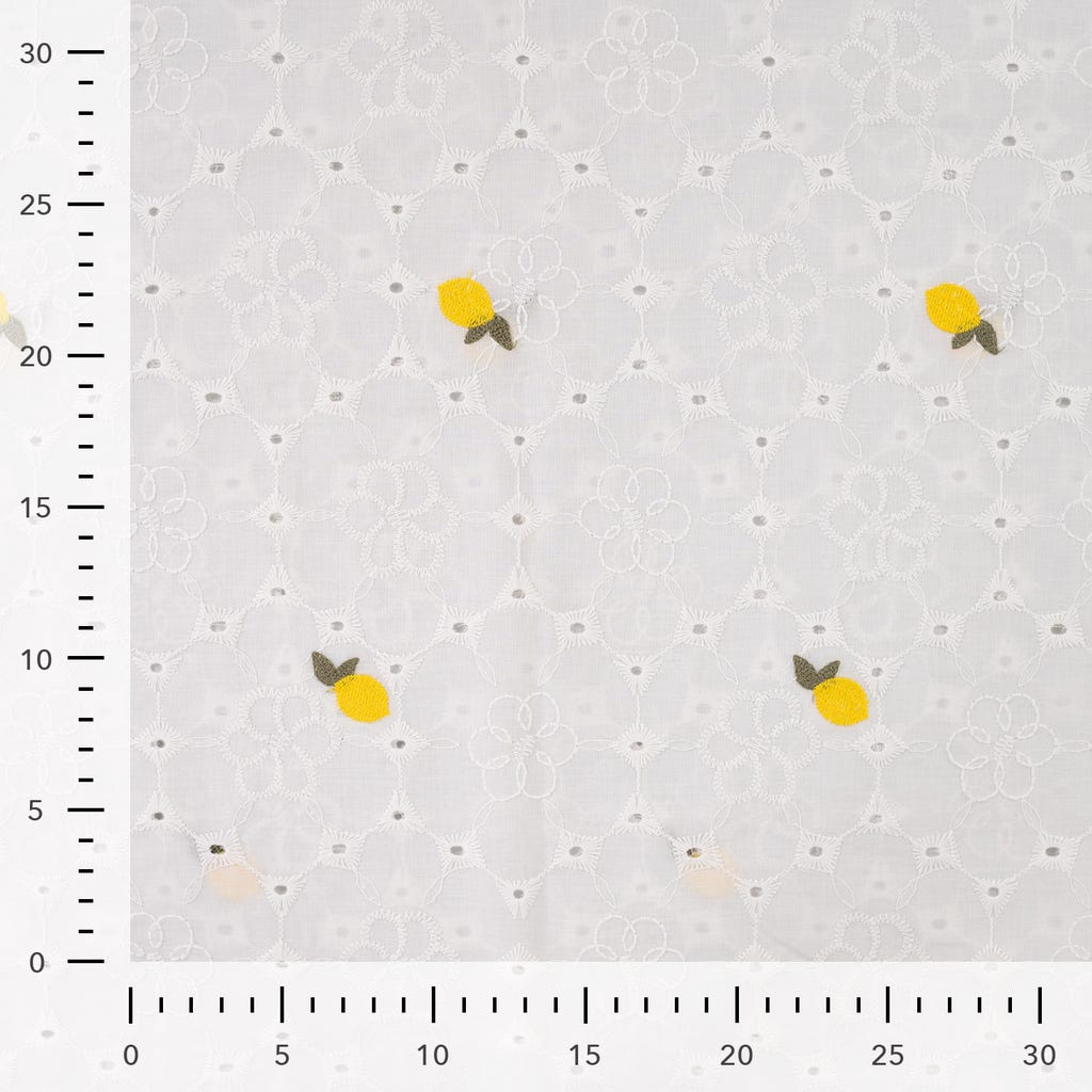 Broderi bomuld - Citroner hvid - Billede 4