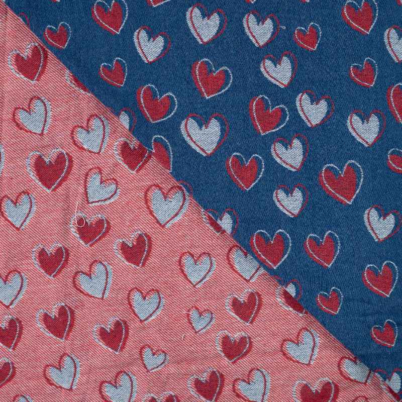 Denim Jacquard - hjerter - Billede 2