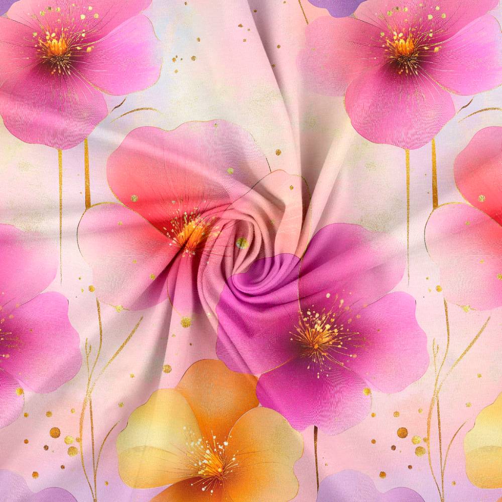 Jersey print med forårets blomster - Billede 3
