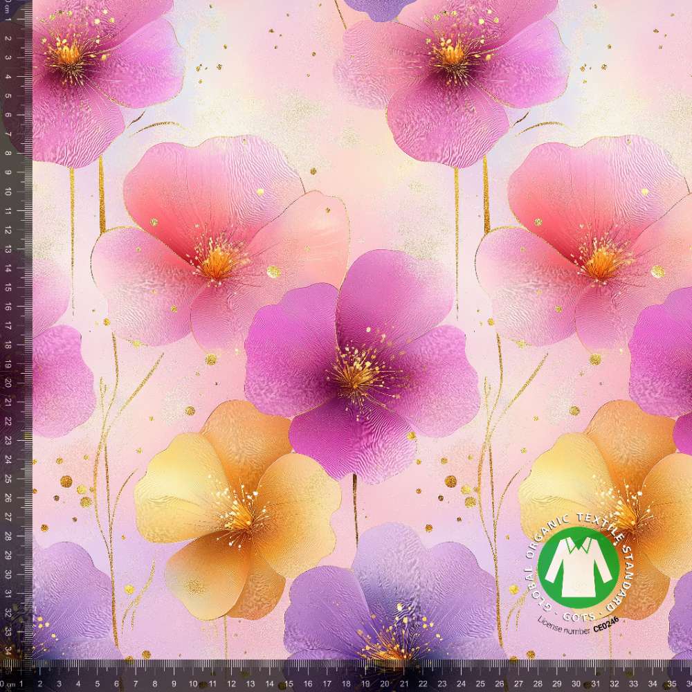 Jersey print med forårets blomster