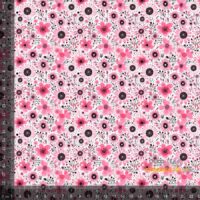 Jersey print med små forårs blomster - lyserød