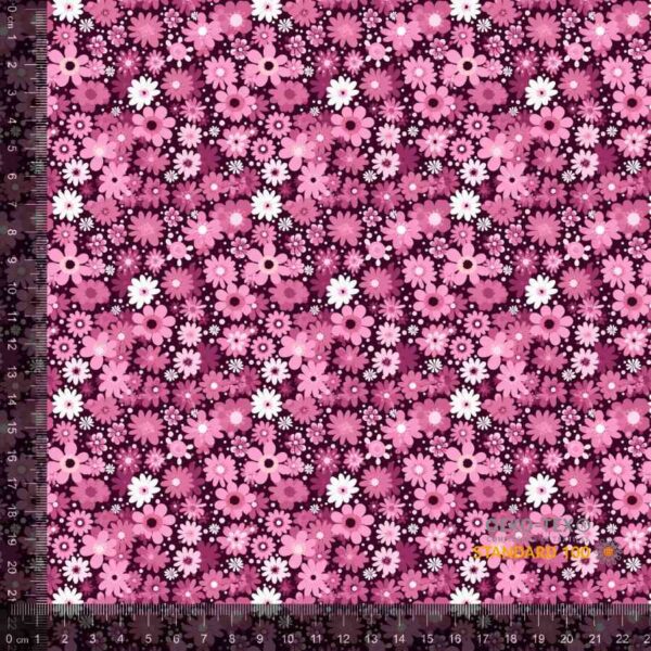 Jersey print med små forårs blomster - cerise