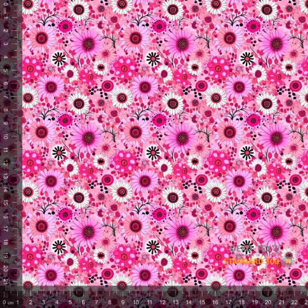 Jersey print med små forårs blomster - pink