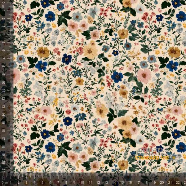 Jersey print med små forårs blomster - multi