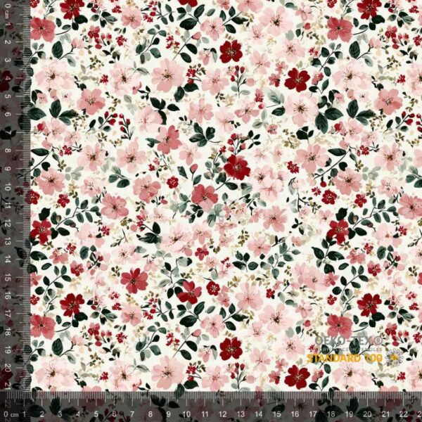 Jersey print med små forårs blomster - dusty rose