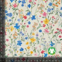 Rib jersey print med flotte små blomster - lys multi
