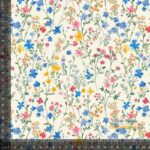 Jersey print med små forårs blomster - pastel