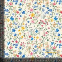 Jersey print med små forårs blomster - pastel