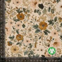 Rib jersey print med flotte små blomster - brun