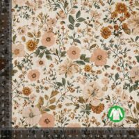 Rib jersey print med flotte små blomster - grøn