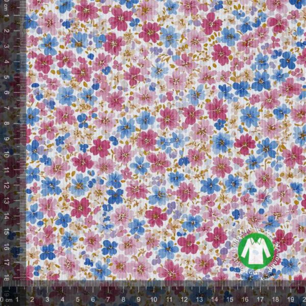 Rib jersey print med flotte små blomster - rosa