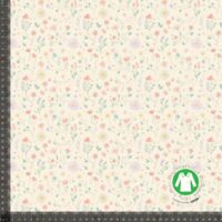 Jersey print med små minimalistiske blomster - pastel