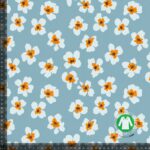 Jersey print med små retro blomster - blå
