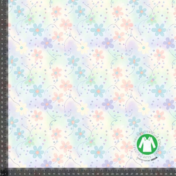 Jersey print med små blomster - pastel