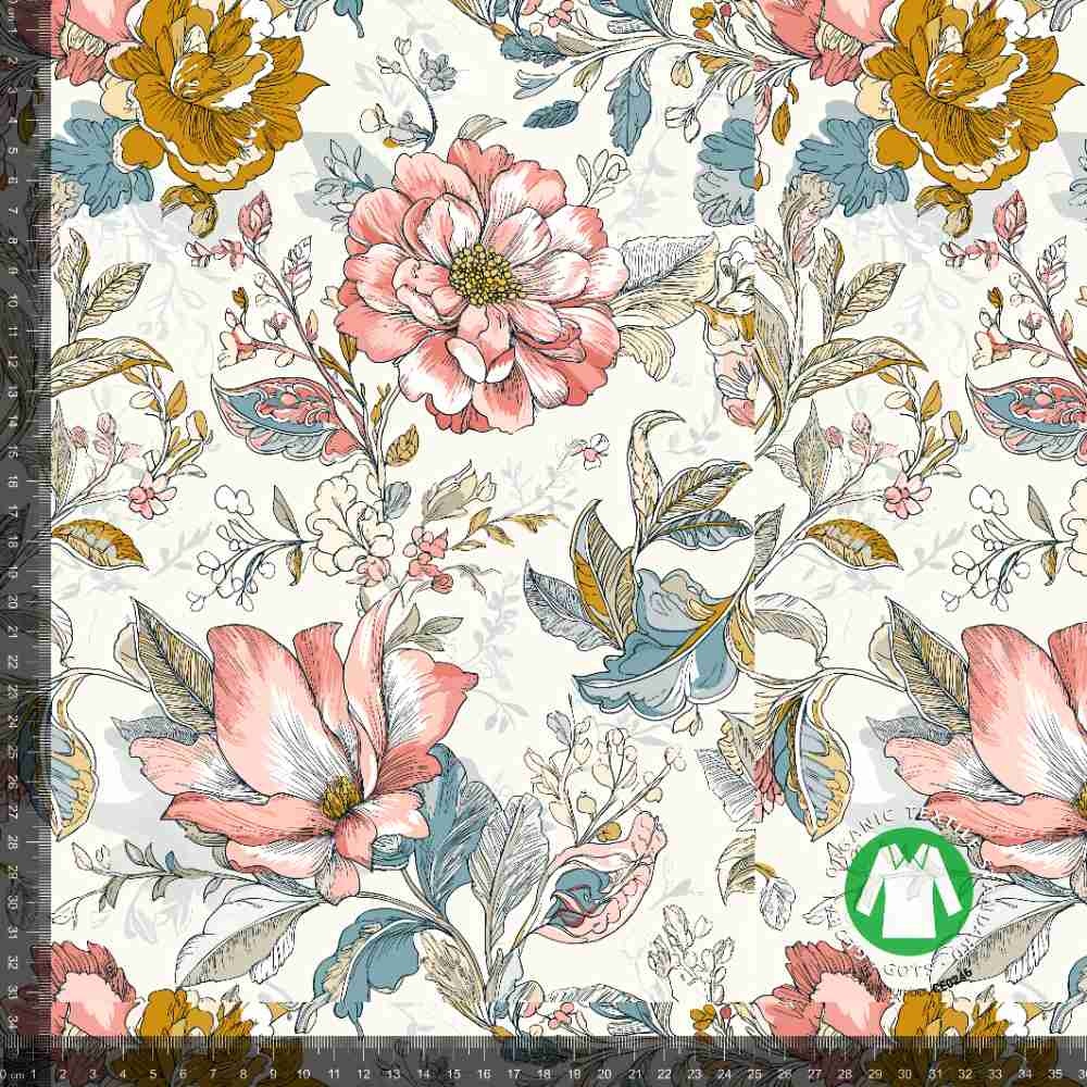 Jersey print med vintage spring flowers