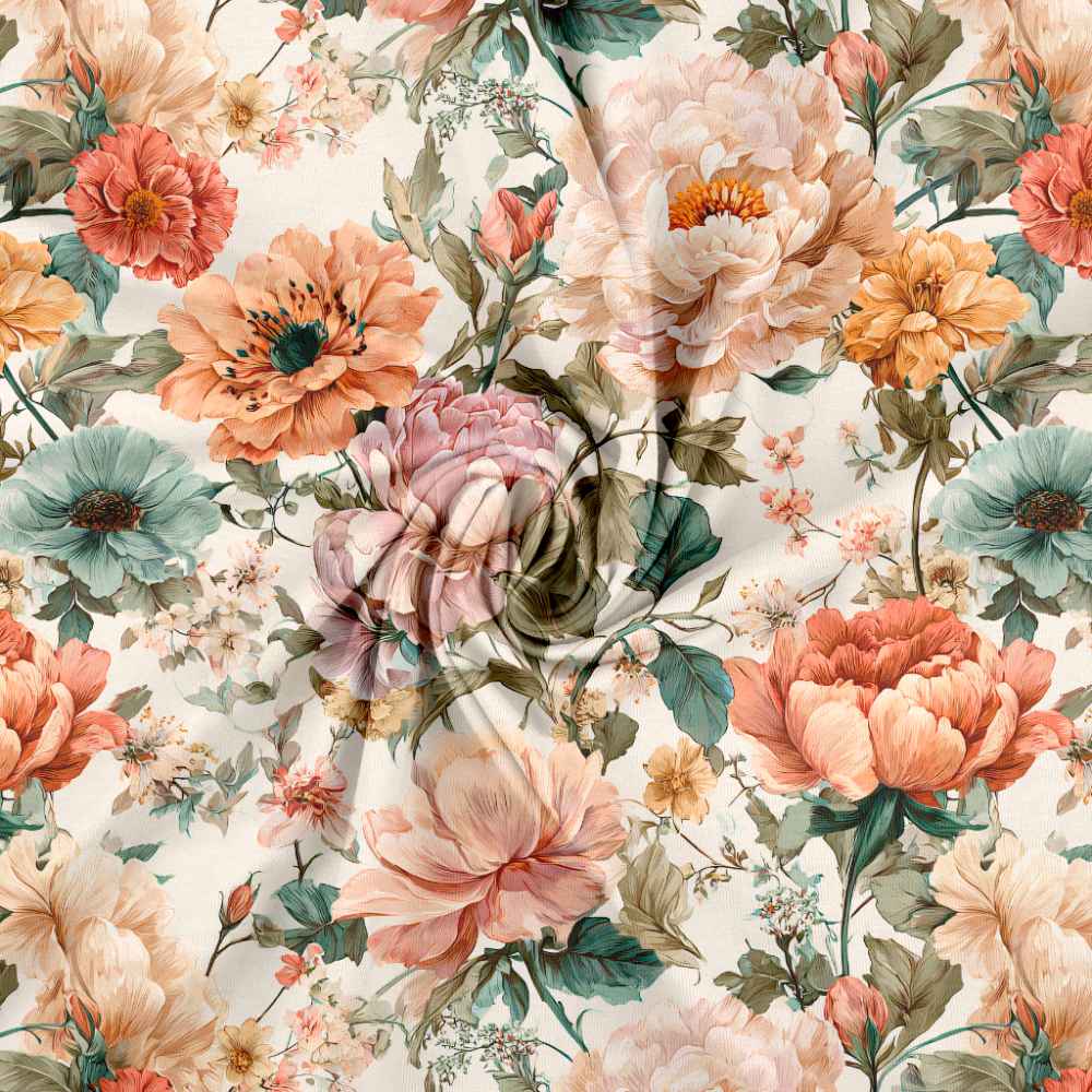 Jersey print med vintage garden tema - Billede 3