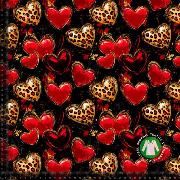Jersey print med flotte leopard hjerter