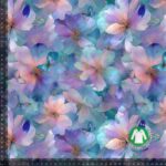 Jersey print med fadede smukke blomster - lilla