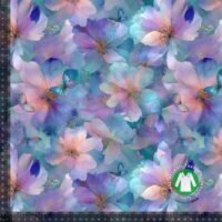 Jersey print med fadede smukke blomster - lilla